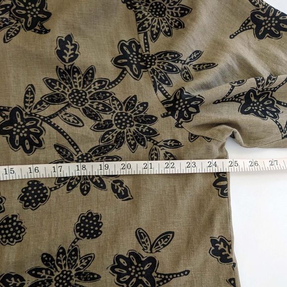 Coldwater Creek Women's 2X Brown Black Beaded Linen Blend Shirt Tunic - Picture 6 of 7